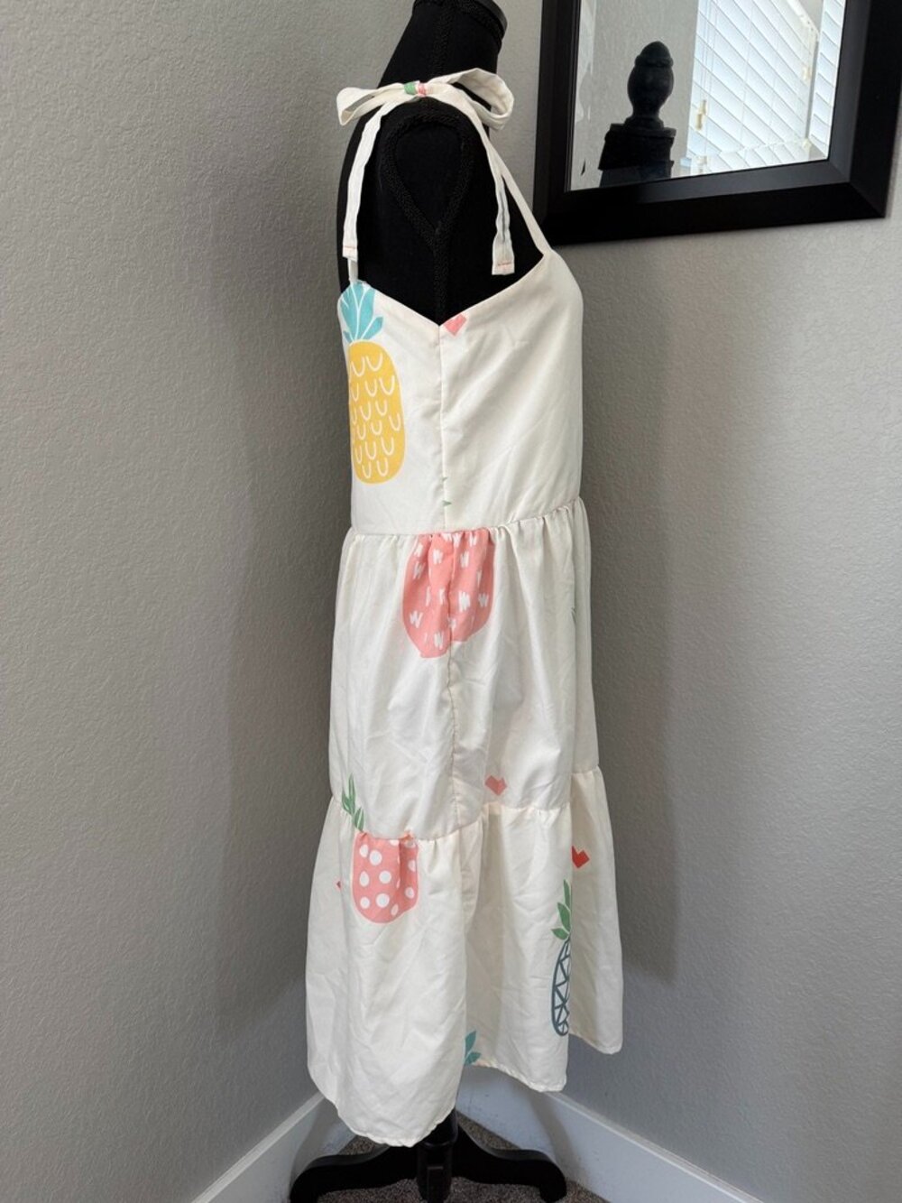 Vintage HANDMADE Pineapple Tiered Midi Sundress Small - Picture 4 of 12